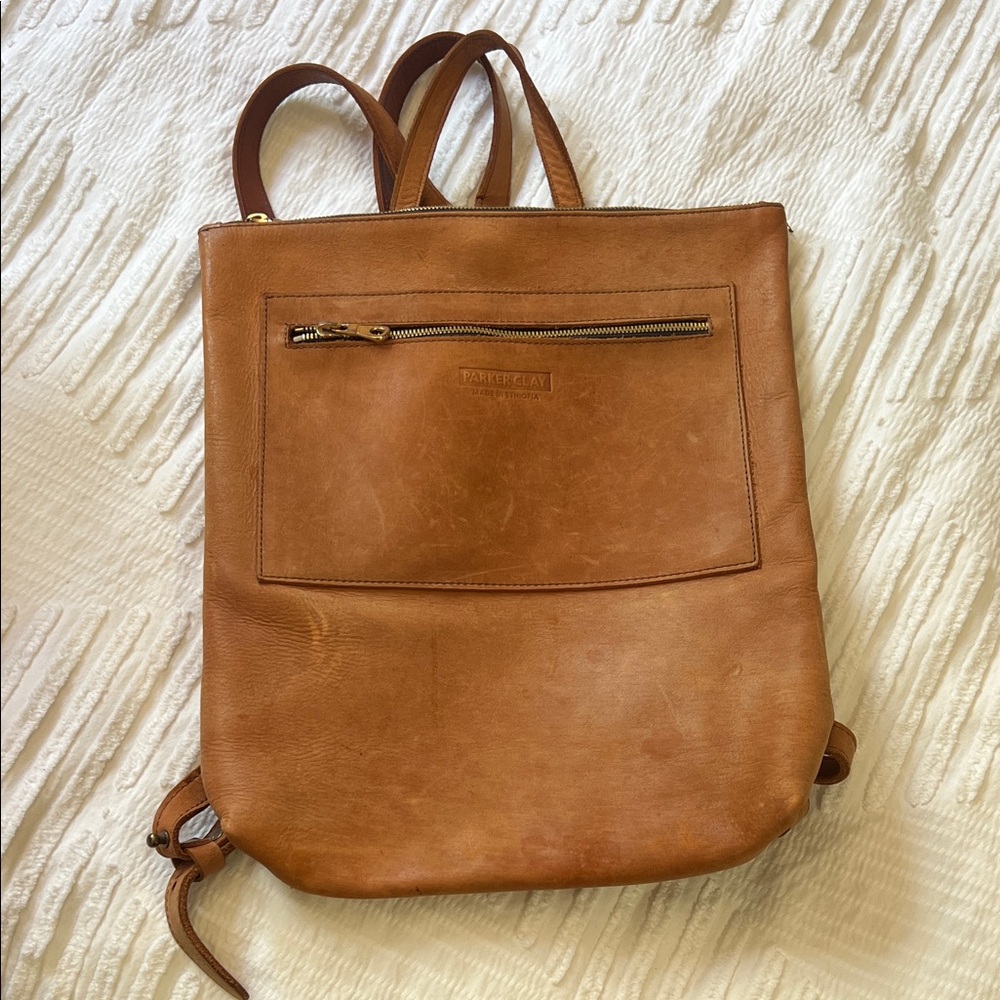 Parker Clay Leather Backpack - Tan